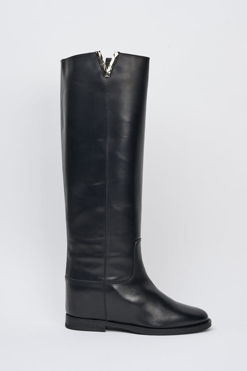 Via Roma 15 Stivale Nero + Argento Donna - 1