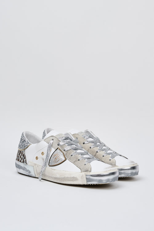 Philippe Model Sneaker Leo Glitter/blanc Argent Donna - 2