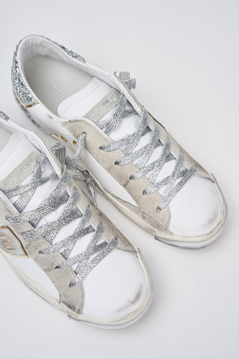 Philippe Model Sneaker Leo Glitter/blanc Argent Donna - 3