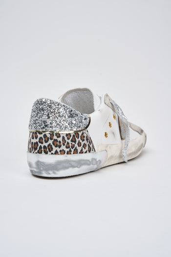 Philippe Model Sneaker Leo Glitter/blanc Argent Donna - 5