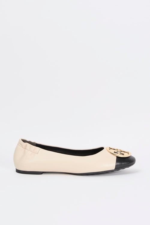 Tory Burch Ballerina Cream/black/gold Donna