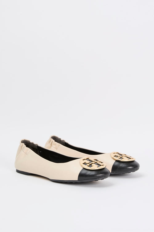 Tory Burch Ballerina Cream/black/gold Donna - 2