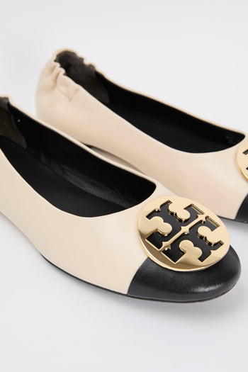 Tory Burch Ballerina Cream/black/gold Donna - 4