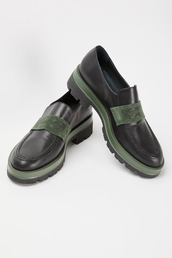 Tre Emme Mocassino Nero+oil Verde Donna - 5