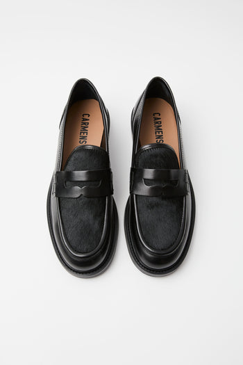 Carmens Mocassino Nero/pony Donna - 3