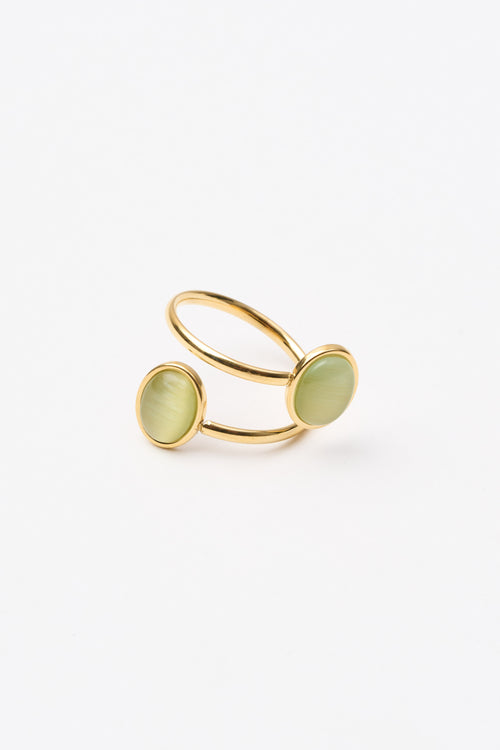 Tre Emme Anelli Oro Spirale Verde Ovale Donna