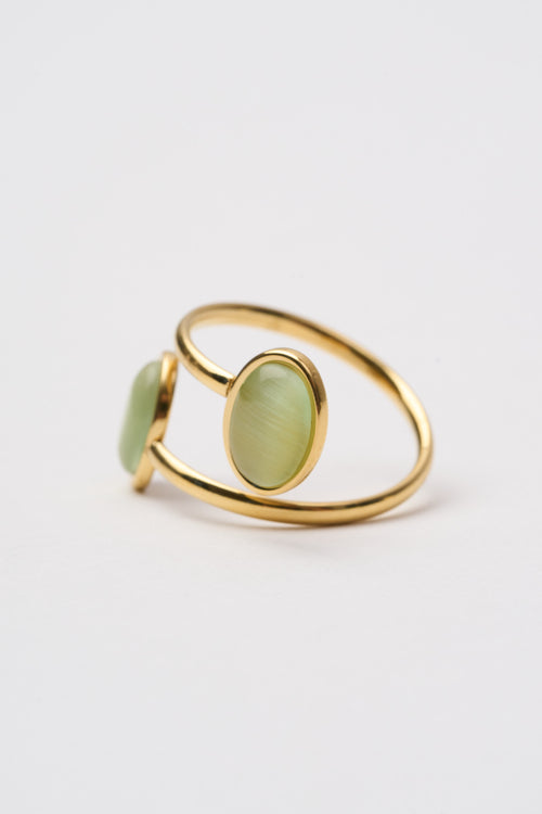 Tre Emme Anelli Oro Spirale Verde Ovale Donna - 2