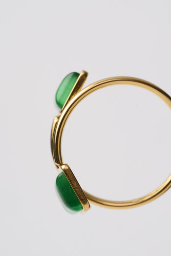 Tre Emme Anelli Oro Spirale Verde Quadrato Donna - 3