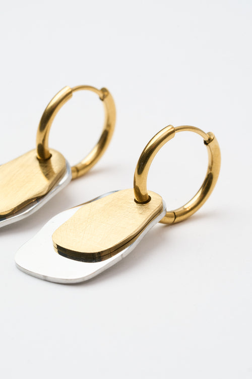 Tre Emme Orecchini Oro Argento Piatrine Asimmetri Donna - 2