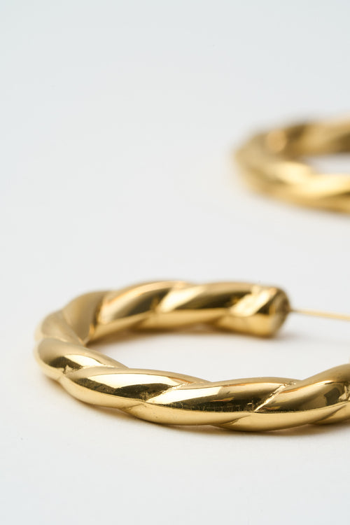 Tre Emme Orecchini Oro Cerchio Treccia Donna - 2