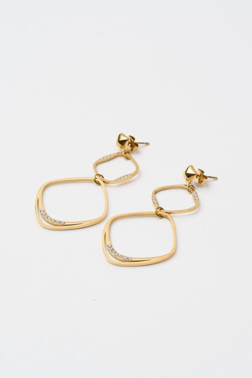 Tre Emme Orecchini Oro Quadrati Brillantini Donna