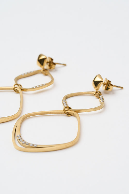 Tre Emme Orecchini Oro Quadrati Brillantini Donna - 2