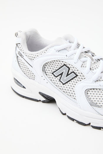 New Balance Sneaker White/silver Metallic /black Donna - 5