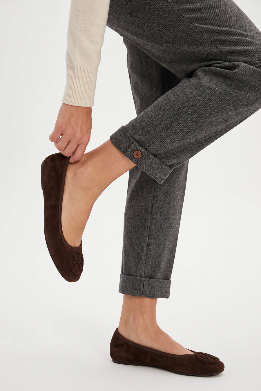 Tory Burch Ballerina Dark Cocoa Donna