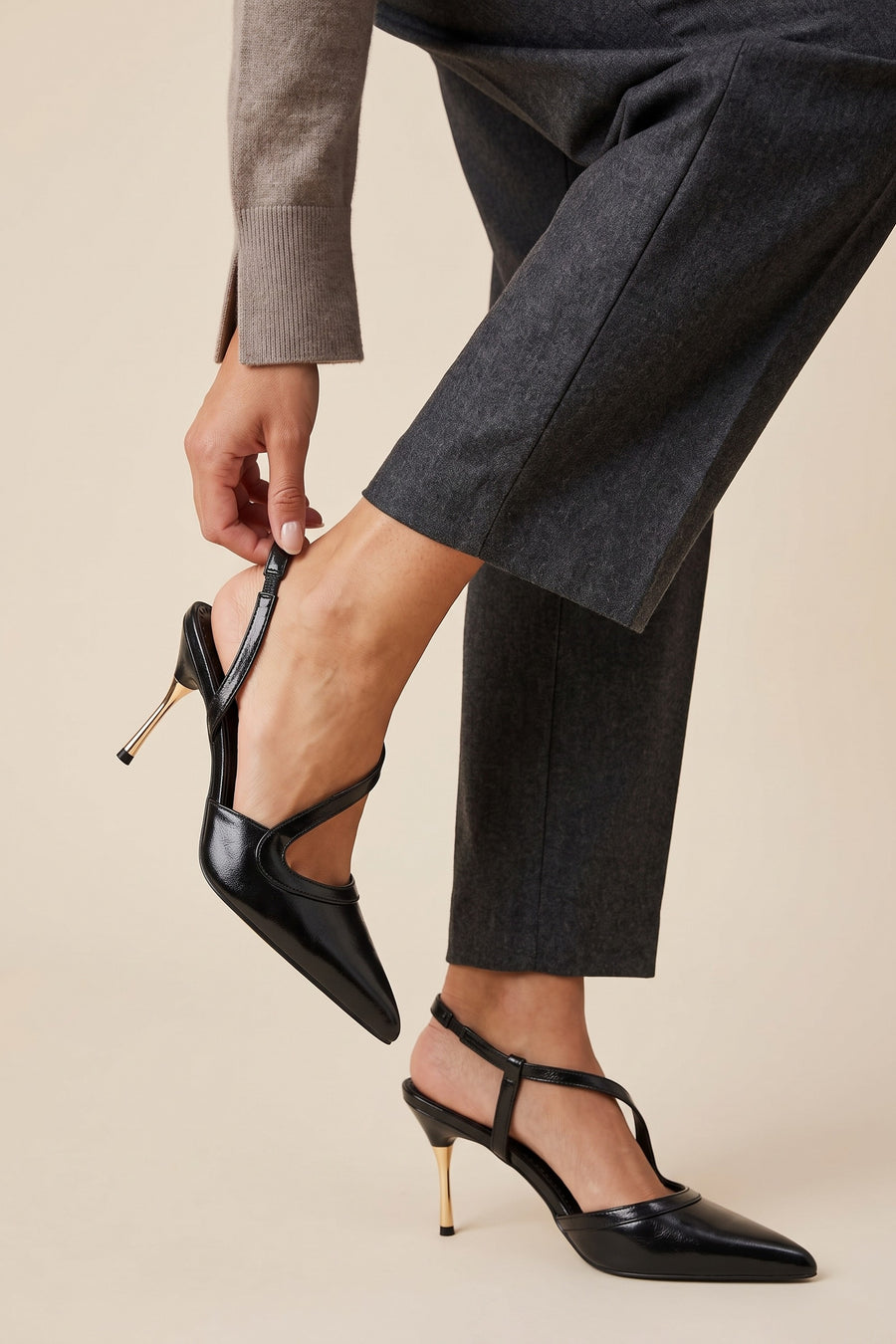 Tre Emme Slingback Nero Donna