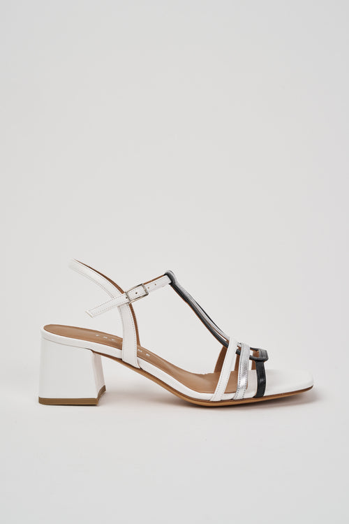 Tre Emme Sandalo Bianco+nero+argento Donna