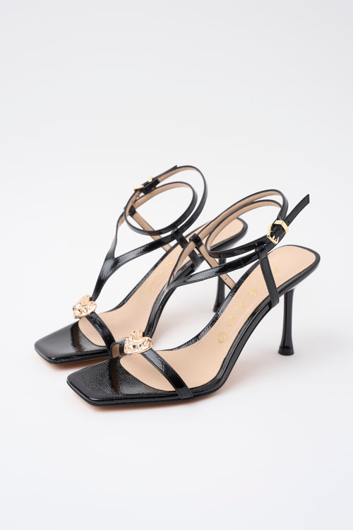Albano Sandalo Nero/acc.platino Donna - 2