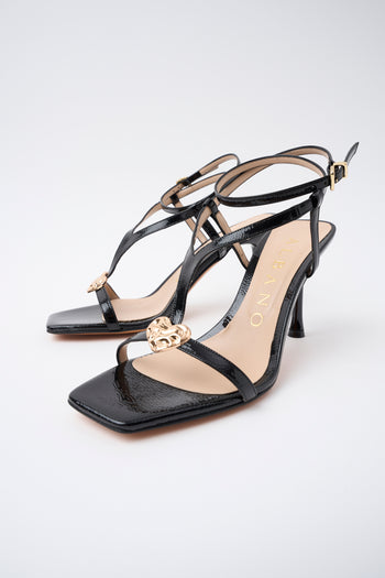 Albano Sandalo Nero/acc.platino Donna - 5