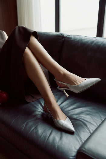 Elata Slingback Argento Donna - 7