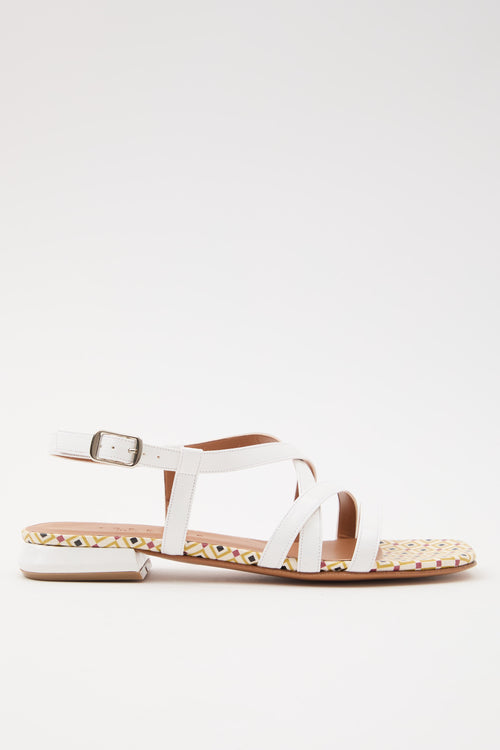 Tre Emme Sandalo Bianco+cuoio Donna