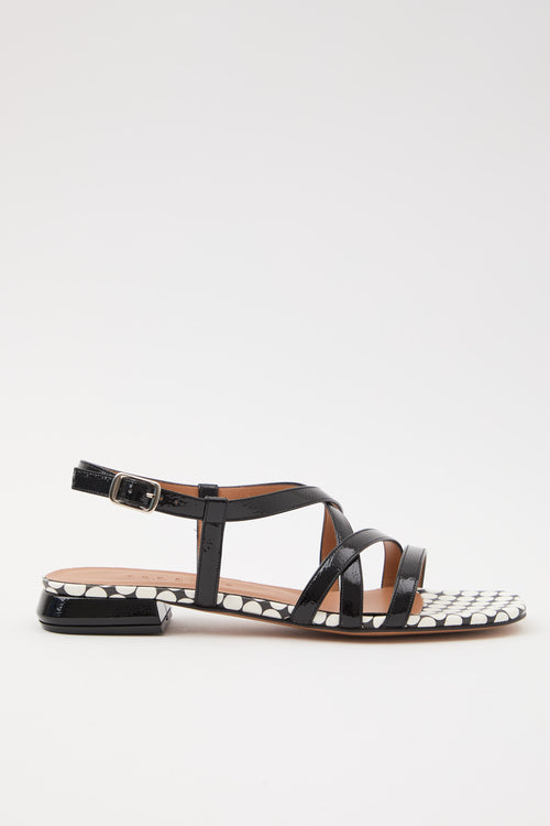Tre Emme Sandalo Nero+pois Bianco Donna