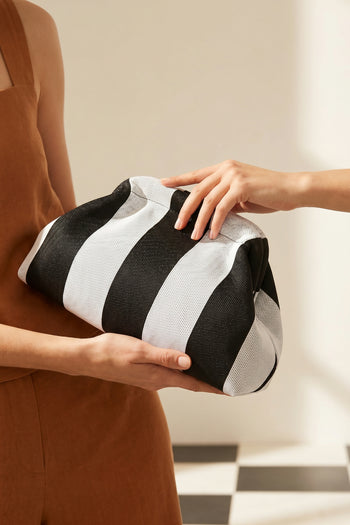 Tre Emme Borsa Righe Bianco/nero Donna - 7