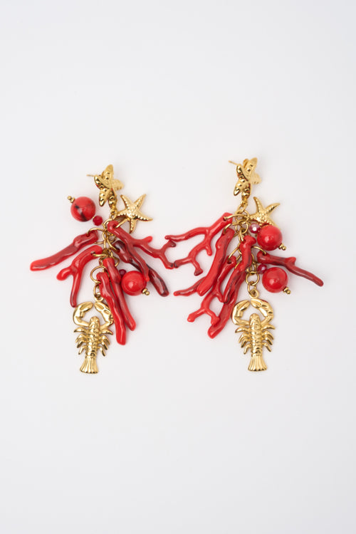 Tre Emme Orecchini Oro/rosso Donna