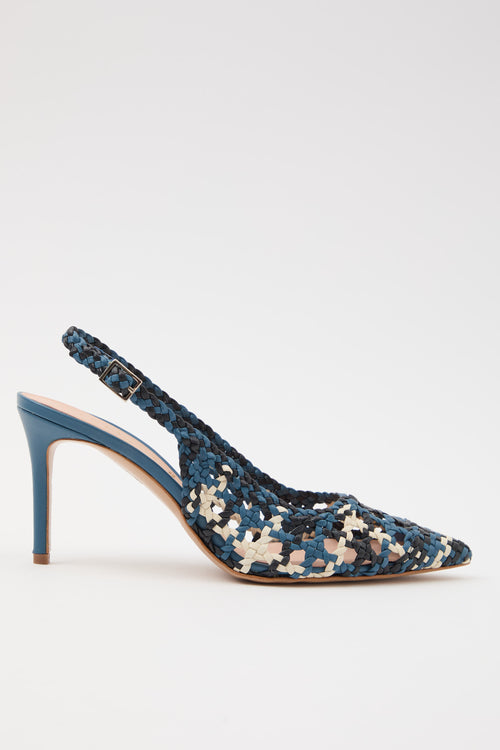 Tre Emme Slingback Azzurro+off White Donna