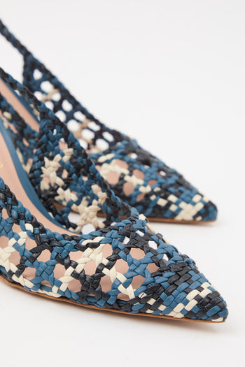 Tre Emme Slingback Azzurro+off White Donna - 3