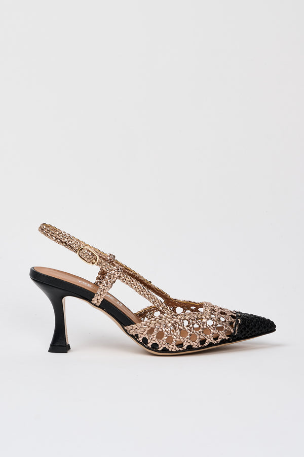 Tre Emme Slingback Nero+gold Donna